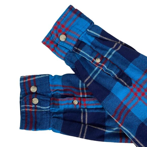 Upcycled Flannel Shirt Womens Large Shacket Ghostface Grunge Scary Movies Blue - Picture 5 of 16